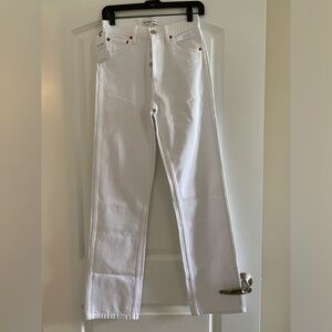 Re/Done High-Rise Straight-Leg Jeans — White